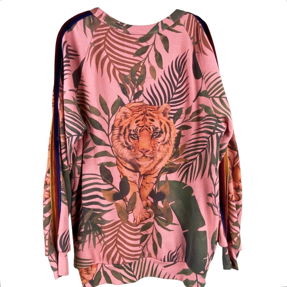 Aviator Nation Sweatshirt Size XL Pink Tiger Jungle Velvet Stripes - Picture 4 of 8